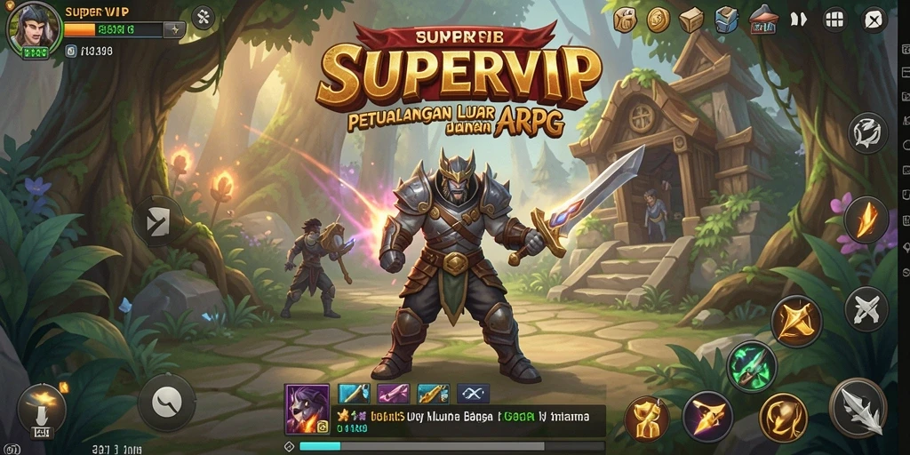 Screenshot gameplay SUPERVIP menampilkan aksi pertempuran yang mendebarkan.